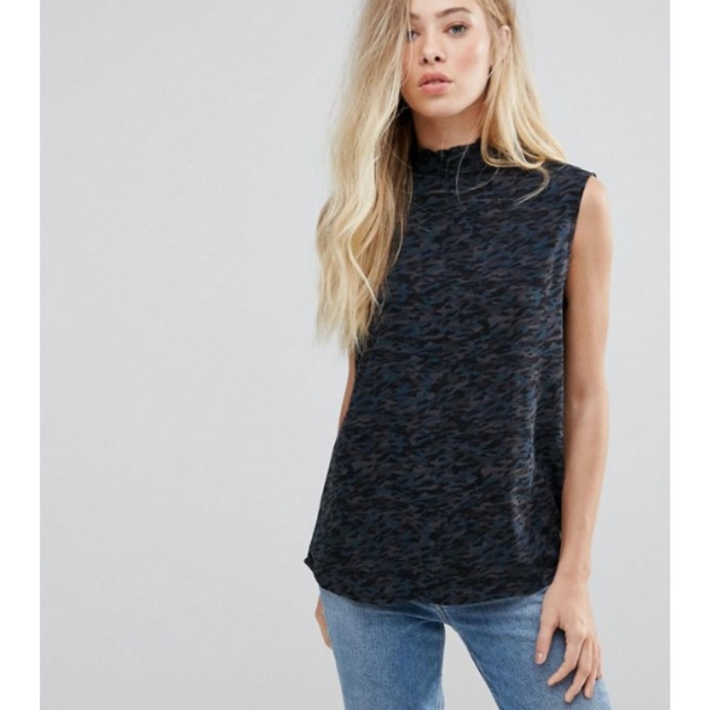 B.Young Camo Print Sleeveless Blouse